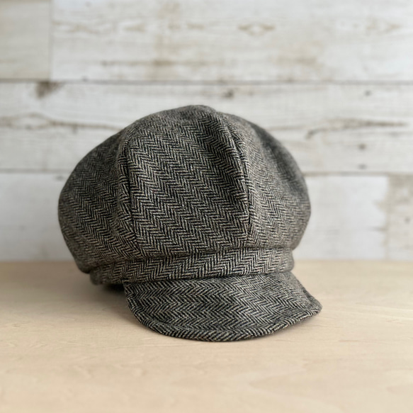 ボーイズライクなキャスケット・ヘリンボーン・オリーブグレー 14枚目の画像