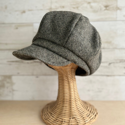 ボーイズライクなキャスケット・ヘリンボーン・オリーブグレー 3枚目の画像