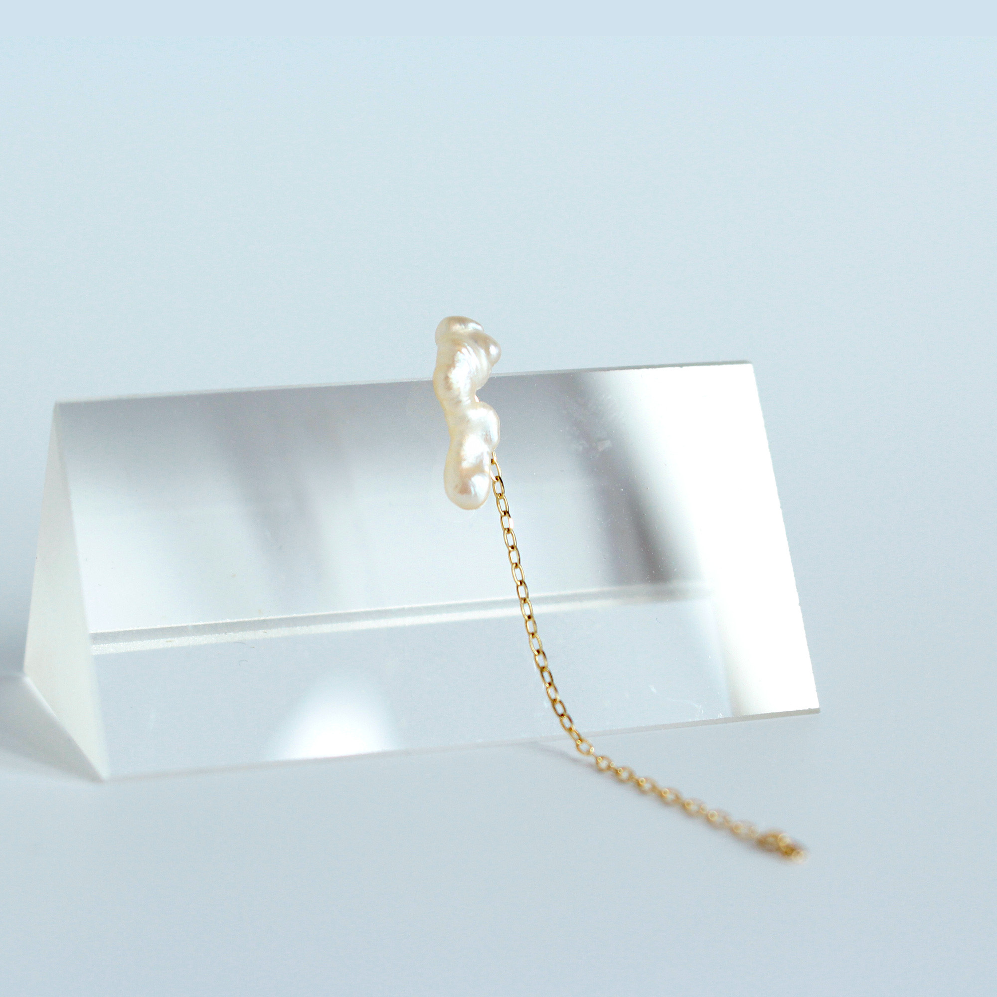 琵琶湖パール 淡水 パール 小粒 ピアス チェーン シンプル 上品 / Conpeito earring（A）