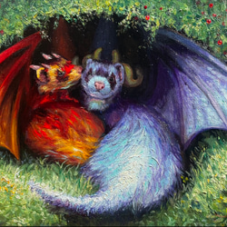 赤ずきんと狼 油絵 原画 キャンバス 手描き 絵画 絵画 メアリ