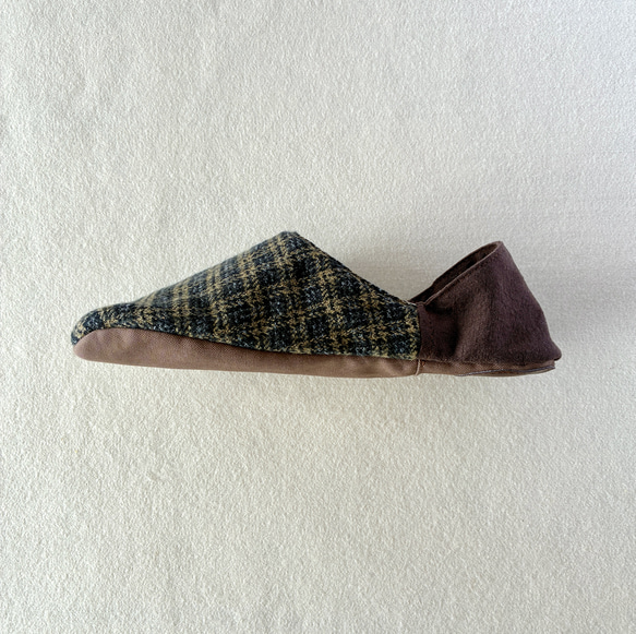 【ふっくら秋冬】コットンツイード okaeri！ふわふわルームシューズ ・Olive green 7枚目の画像