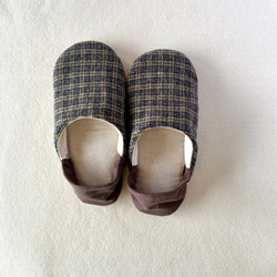 【ふっくら秋冬】コットンツイード okaeri！ふわふわルームシューズ ・Olive green 2枚目の画像