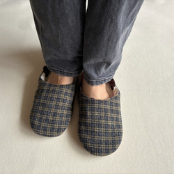 【ふっくら秋冬】コットンツイード okaeri！ふわふわルームシューズ ・Olive green 4枚目の画像