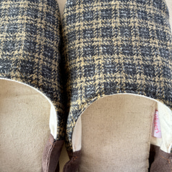 【ふっくら秋冬】コットンツイード okaeri！ふわふわルームシューズ ・Olive green 8枚目の画像