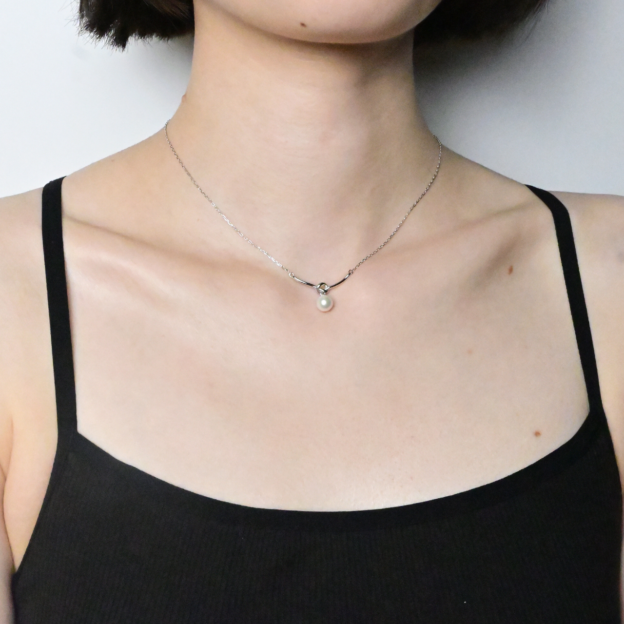 淡水パール×silver925 カジュアル シンプル【パールタイネックレス】