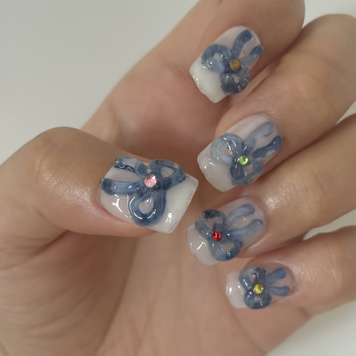 No.5【サイズオーダー】独特なインクの滲みがかわいい♡ぷっくりリボン