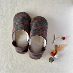 【ふっくら秋冬】コットンツイード okaeri！ふわふわルームシューズ ・Warm red 1枚目の画像