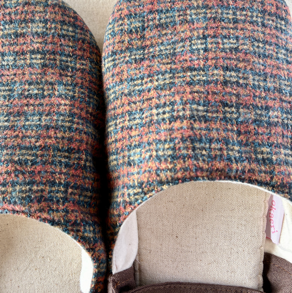 【ふっくら秋冬】コットンツイード okaeri！ふわふわルームシューズ ・Warm red 6枚目の画像