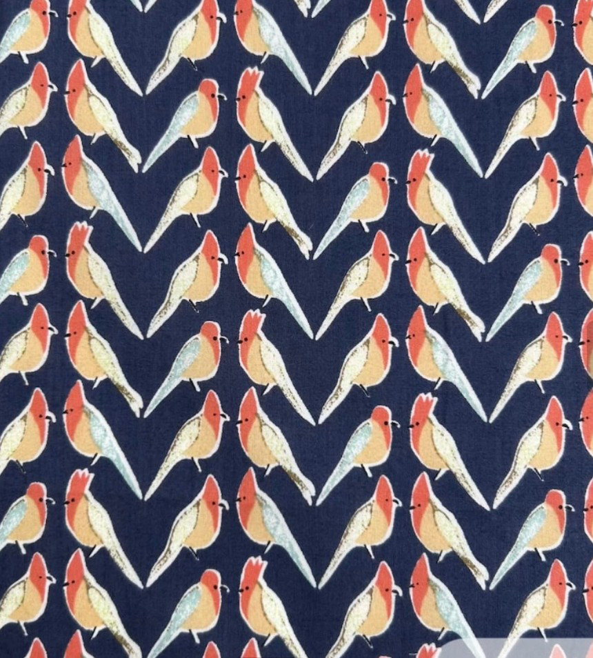 2点限定　リバティ☆  LIBERTY　ポーリーパロット　ネイビー系 ヨークブラウスSＭL