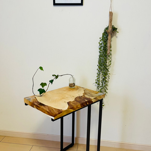 レジンテーブル 栃の木 ソファテーブル サイドテーブル コーヒー