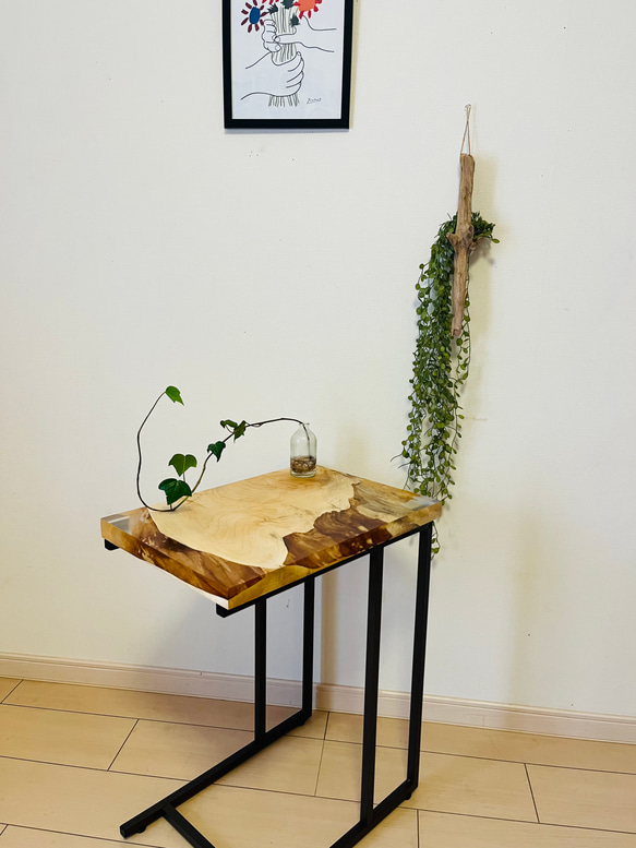 レジンテーブル 栃の木 ソファテーブル サイドテーブル コーヒー