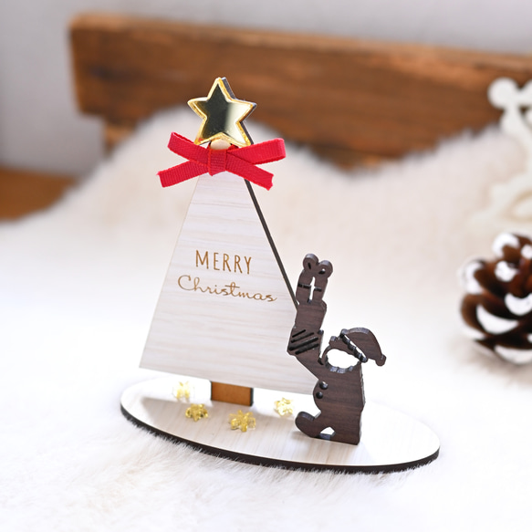 小さな木のクリスマスツリーとサンタクロース＊ クリスマスオブジェ