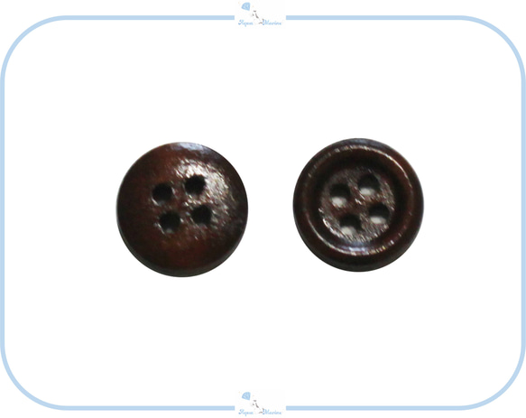 EB28 ウッドボタン 【12.5mm】ダークブラウン 10個セット レトロ 木製 海外 ハンドメイド 手芸 パーツ 3枚目の画像