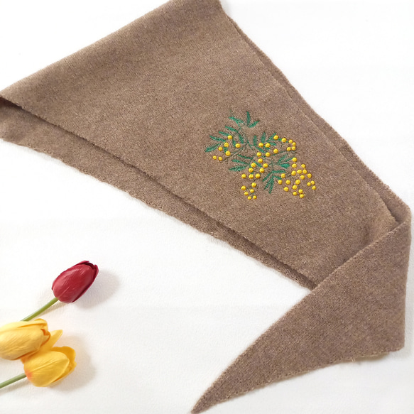 ミモザ三角ニットスカーフ0002 4枚目の画像