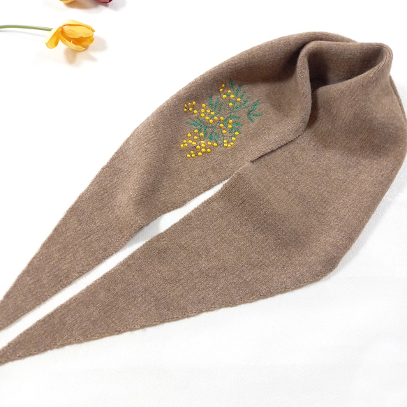 ミモザ三角ニットスカーフ0002 3枚目の画像