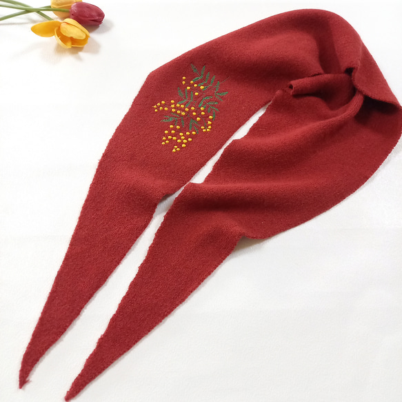 ミモザ三角ニットスカーフ0003 4枚目の画像