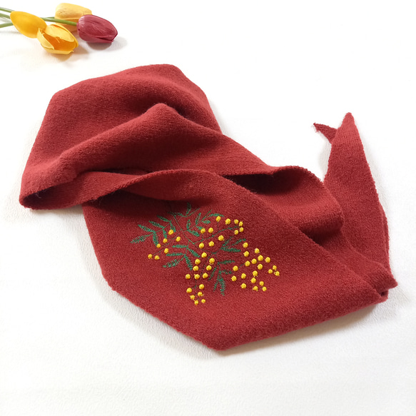 ミモザ三角ニットスカーフ0003 3枚目の画像