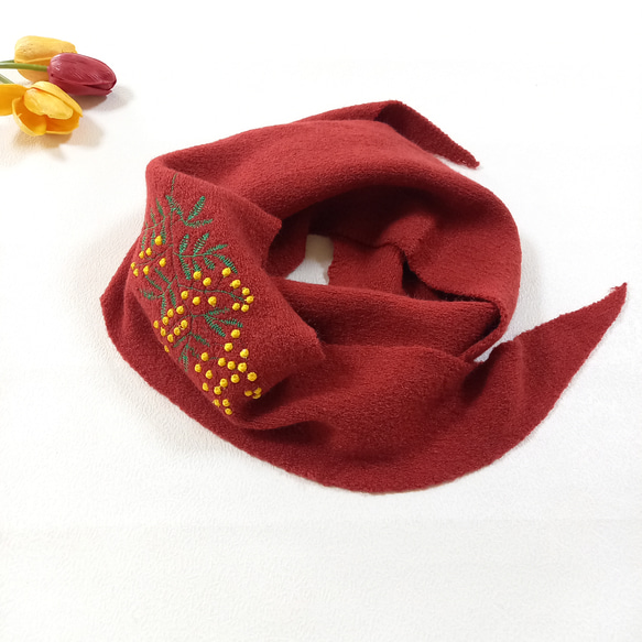 ミモザ三角ニットスカーフ0003 2枚目の画像