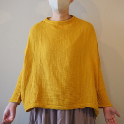 ダブルガーゼ トップス レディース ボトルネック ガーゼ ハイネック 長袖 コットン 部屋着 綿 ドルマン 9枚目の画像