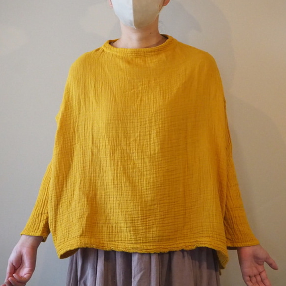 ダブルガーゼ トップス レディース ボトルネック ガーゼ ハイネック 長袖 コットン 部屋着 綿 ドルマン 9枚目の画像