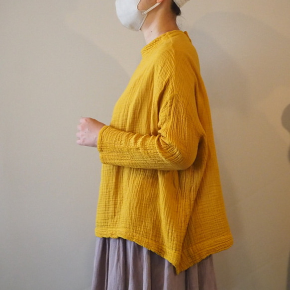 ダブルガーゼ トップス レディース ボトルネック ガーゼ ハイネック 長袖 コットン 部屋着 綿 ドルマン 7枚目の画像