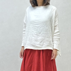 ダブルガーゼ トップス レディース ボトルネック ガーゼ ハイネック 長袖 コットン 部屋着 綿 ドルマン 2枚目の画像