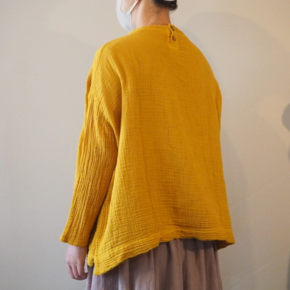 ダブルガーゼ トップス レディース ボトルネック ガーゼ ハイネック 長袖 コットン 部屋着 綿 ドルマン 12枚目の画像