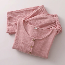 パジャマ 長袖レディース上下セット春秋冬ダブルガーゼ寝巻き 17枚目の画像