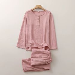 パジャマ 長袖レディース上下セット春秋冬ダブルガーゼ寝巻き 2枚目の画像