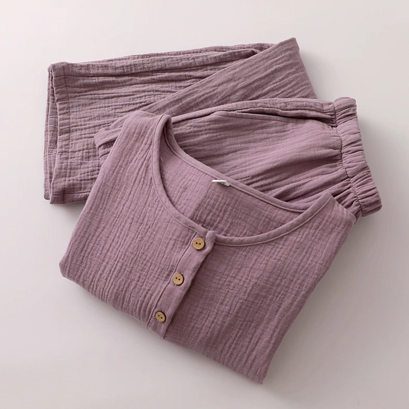 パジャマ 長袖レディース上下セット春秋冬ダブルガーゼ寝巻き 3枚目の画像