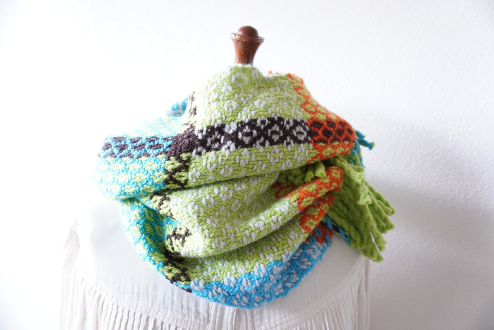 rose pathスヌード　きみどりチェック