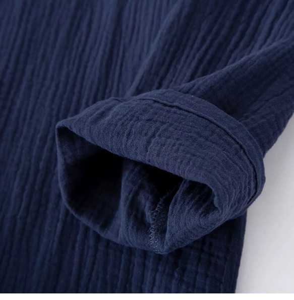 パジャマ 長袖メンズ上下セット男女兼用春秋冬ダブルガーゼ寝巻き 7枚目の画像