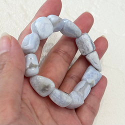 天然石ブレスレット506◇ブルーレースアゲート 大きめタンブル 3枚目の画像