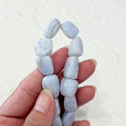 天然石ブレスレット506◇ブルーレースアゲート 大きめタンブル 5枚目の画像