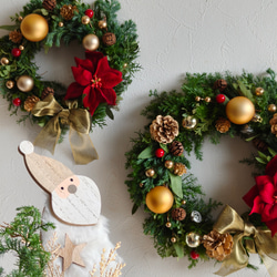 ポインセチアの華やかクリスマスリースL ナチュラルスクリスマス2025