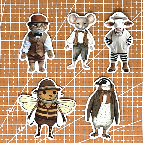 擬人化アニマル・雰囲気色々・フレークシール・27枚入【mc】 シール