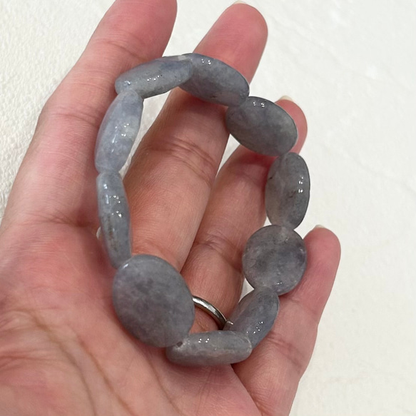 天然石ブレスレット507◇アイオライトシリカ オーバルカット 3枚目の画像