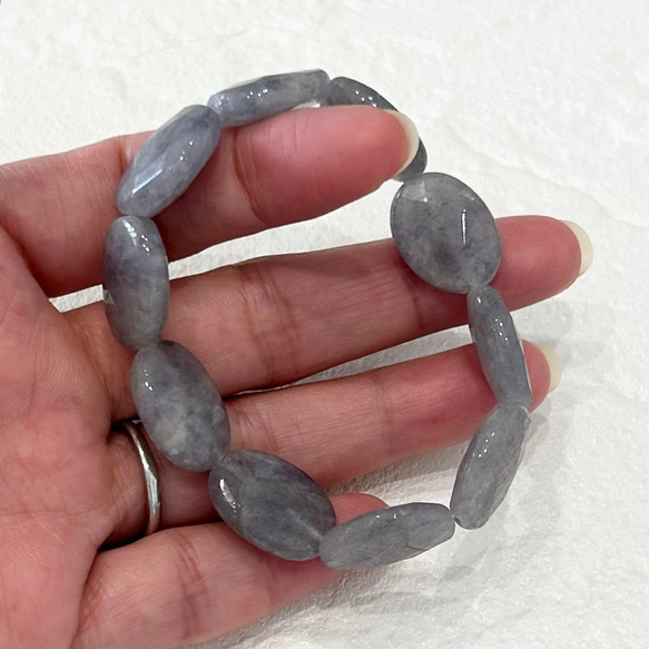 天然石ブレスレット507◇アイオライトシリカ オーバルカット 7枚目の画像