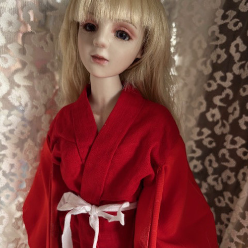 創作創作球体関節ビスクドール人形 紫色のアンティーク着物の女の子