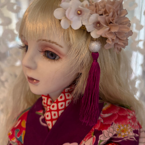 創作創作球体関節ビスクドール人形 紫色のアンティーク着物の女の子