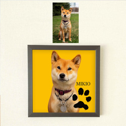 【フレーム付き】うちのこオーダーポスター ペットイラスト  うちの子グッズ ペットの肉球 犬猫の足形 ペット供養 3枚目の画像
