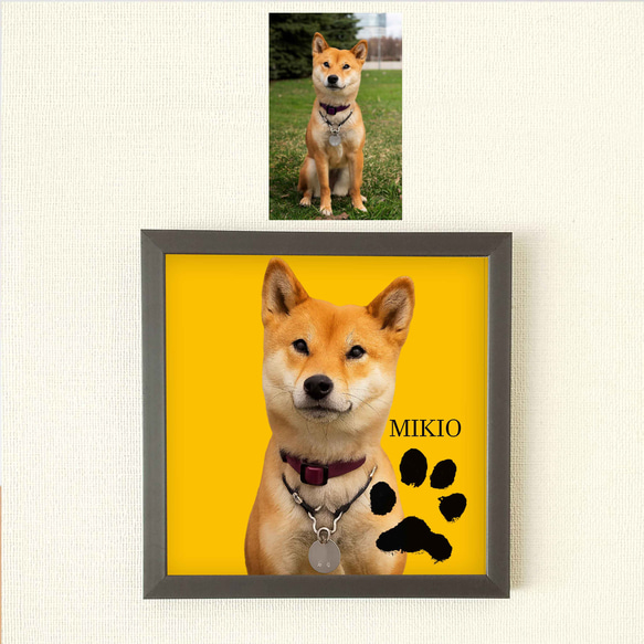 【フレーム付き】うちのこオーダーポスター ペットイラスト  うちの子グッズ ペットの肉球 犬猫の足形 ペット供養 3枚目の画像