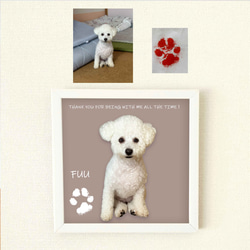 【フレーム付き】うちのこオーダーポスター ペットイラスト  うちの子グッズ ペットの肉球 犬猫の足形 ペット供養 2枚目の画像