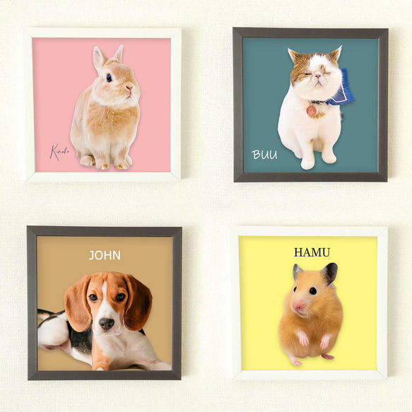 【フレーム付き】うちのこオーダーポスター ペットイラスト  うちの子グッズ ペットの肉球 犬猫の足形 ペット供養 1枚目の画像