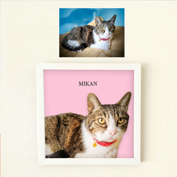 【フレーム付き】うちのこオーダーポスター ペットイラスト  うちの子グッズ ペットの肉球 犬猫の足形 ペット供養 8枚目の画像