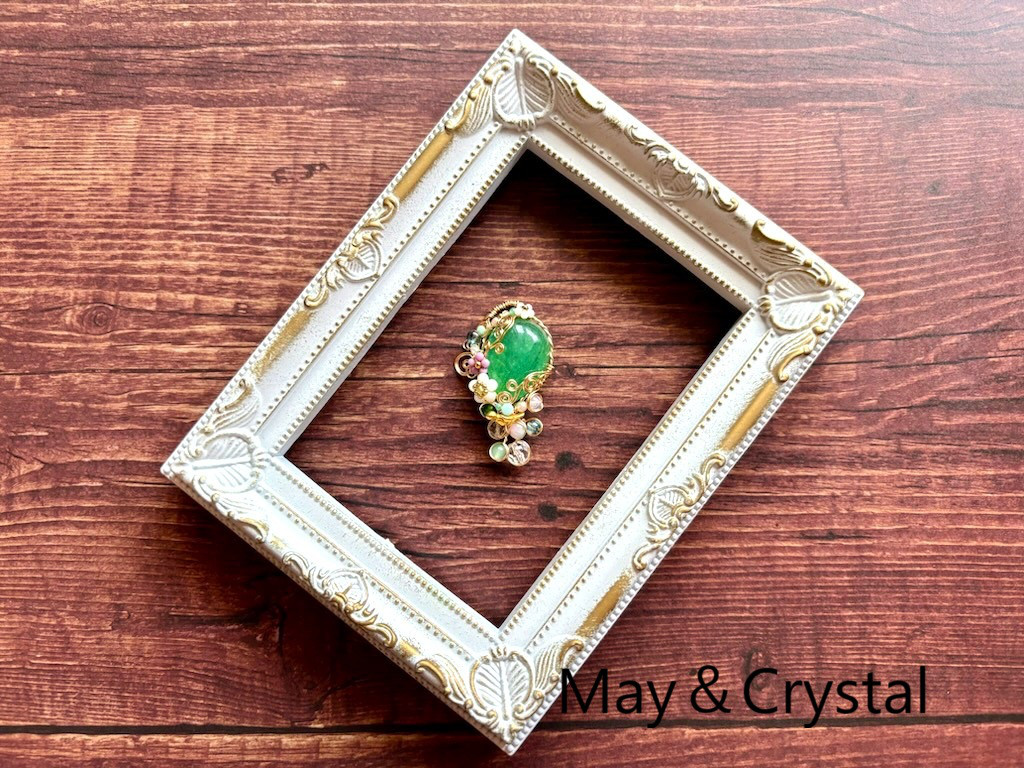 グリーンアベンチュリンのシャボン玉ジュエリーペンダント