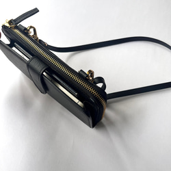 本革　超軽量２６０グラム　上質お財布ショルダー 　L字型財布　お財布ポシェット　長財布　black 5枚目の画像