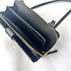 本革　超軽量２６０グラム　上質お財布ショルダー 　L字型財布　お財布ポシェット　長財布　black 8枚目の画像