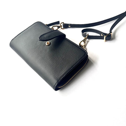 本革　超軽量２６０グラム　上質お財布ショルダー 　L字型財布　お財布ポシェット　長財布　black 3枚目の画像