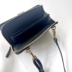 本革　超軽量２６０グラム　上質お財布ショルダー 　L字型財布　お財布ポシェット　長財布　black 7枚目の画像